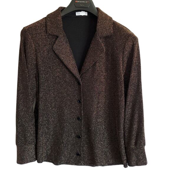 Leith Blazer Women Medium Metallic Gold Single Button Woven Long Sleeve Workwear - Picture 1 of 15